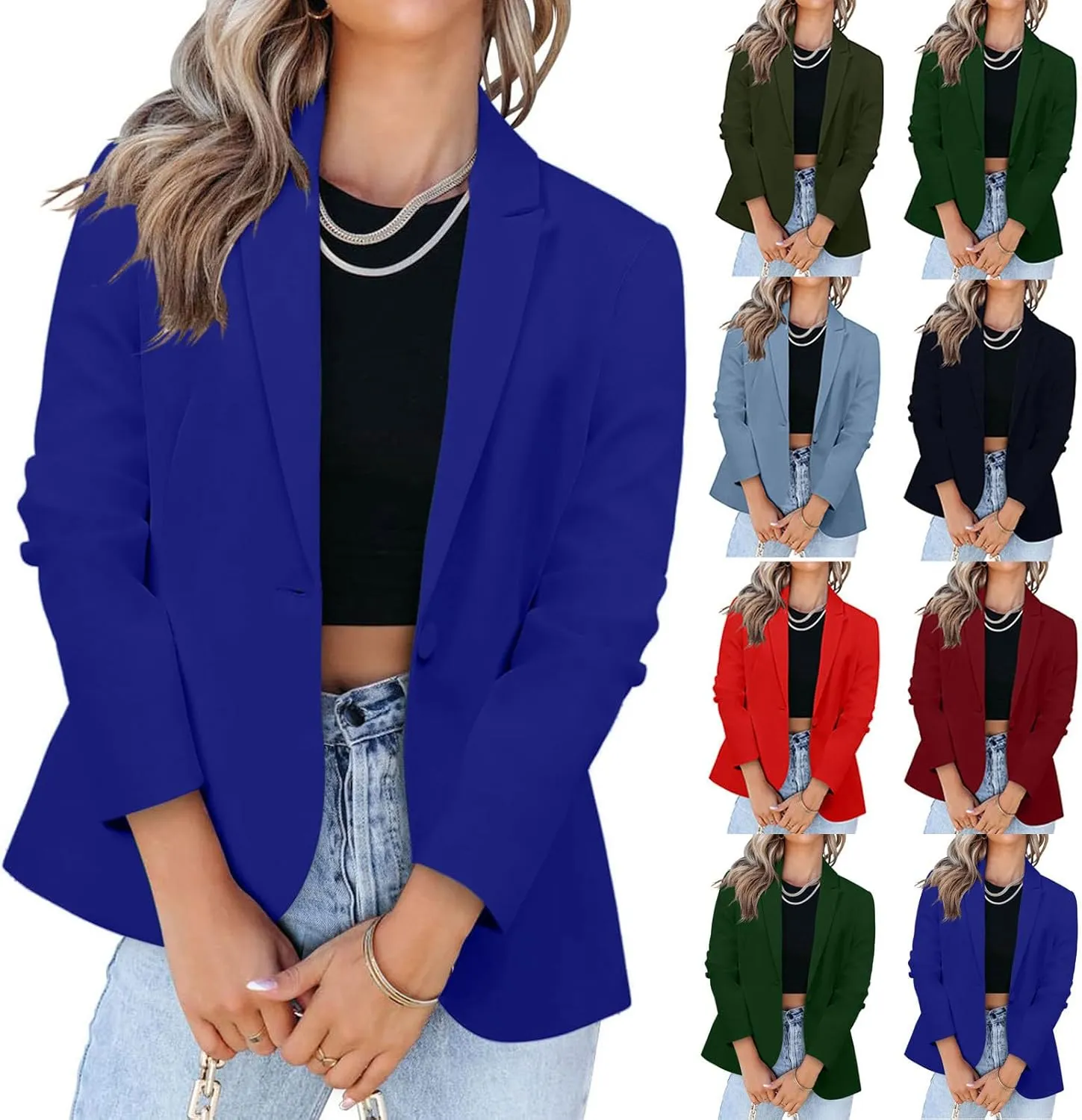 Womens Work Office Blazer 2024 Fashion Business Casual Blazers Lapel Collar Open Front Long Sleeve Suit Jackets