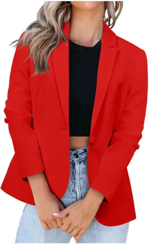 Womens Work Office Blazer 2024 Fashion Business Casual Blazers Lapel Collar Open Front Long Sleeve Suit Jackets
