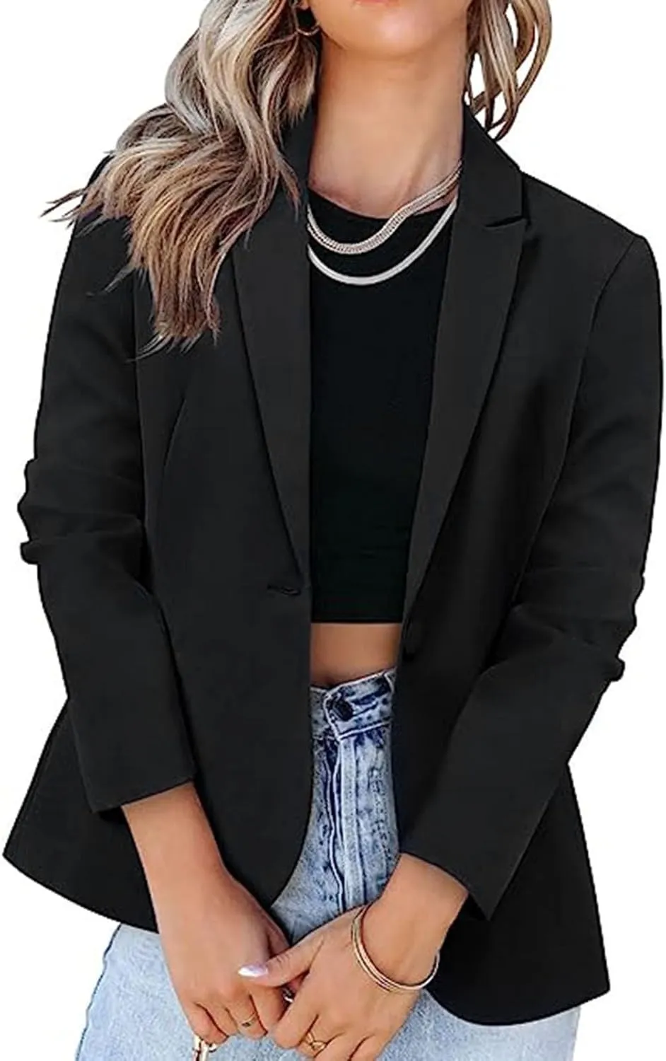 Womens Work Office Blazer 2024 Fashion Business Casual Blazers Lapel Collar Open Front Long Sleeve Suit Jackets