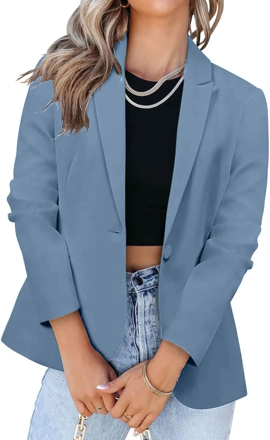 Womens Work Office Blazer 2024 Fashion Business Casual Blazers Lapel Collar Open Front Long Sleeve Suit Jackets