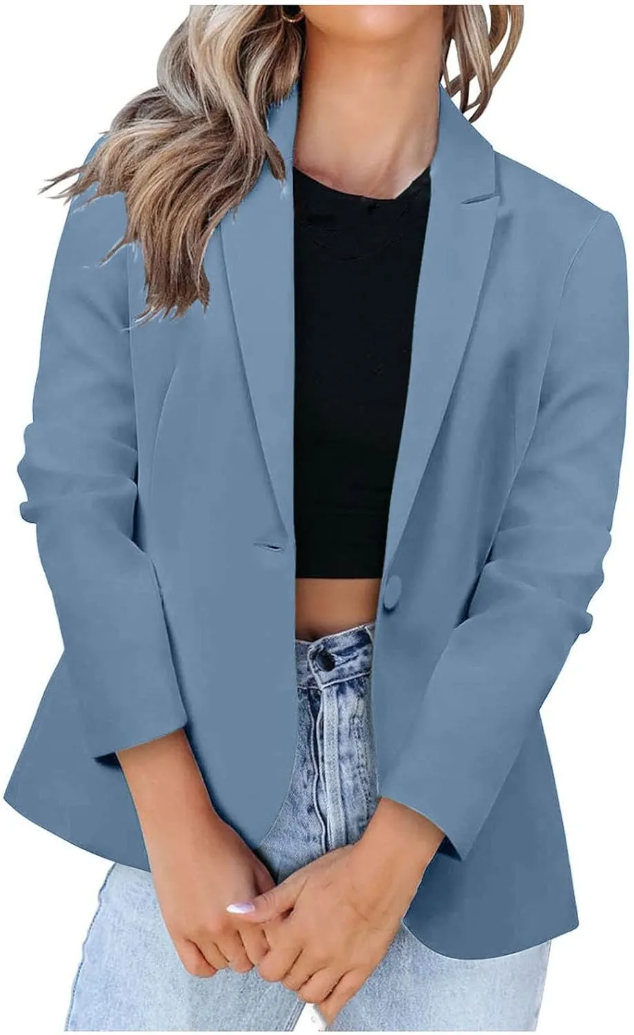 Womens Work Office Blazer 2024 Fashion Business Casual Blazers Lapel Collar Open Front Long Sleeve Suit Jackets