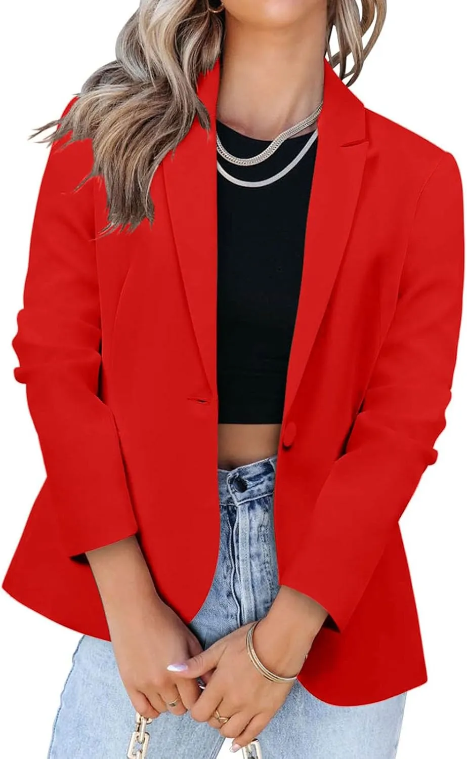 Womens Work Office Blazer 2024 Fashion Business Casual Blazers Lapel Collar Open Front Long Sleeve Suit Jackets