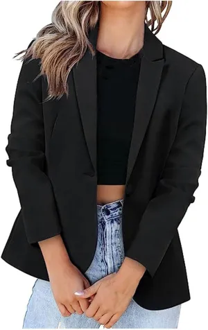 Womens Work Office Blazer 2024 Fashion Business Casual Blazers Lapel Collar Open Front Long Sleeve Suit Jackets