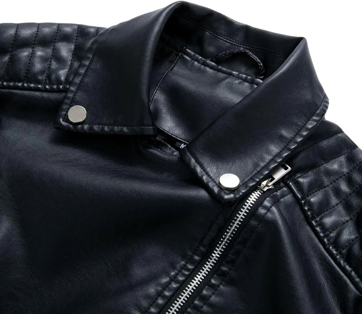 Womens Zip Up Long Sleeve Leather Jacket Motorcycle Leather Jacket PU Leather Jacket Fashion Women Moto Biker Jacket