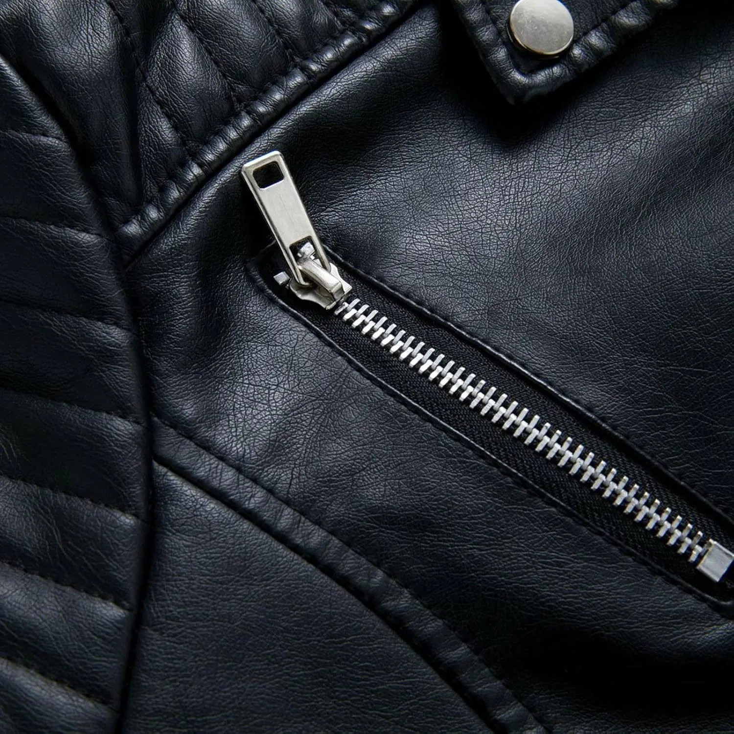 Womens Zip Up Long Sleeve Leather Jacket Motorcycle Leather Jacket PU Leather Jacket Fashion Women Moto Biker Jacket