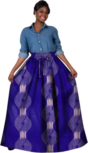 XIAOHUAGUA Long Skirts for Women A-Line Pleated High Waisted Dress Casual Floral Print Skirts