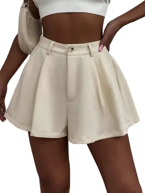XinYangNi Women's Casual Elastic High Waisted Wide Leg Flowy Shorts Pleated Dressy Summer Shorts