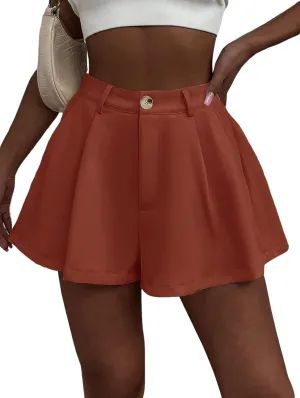 XinYangNi Women's Casual Elastic High Waisted Wide Leg Flowy Shorts Pleated Dressy Summer Shorts