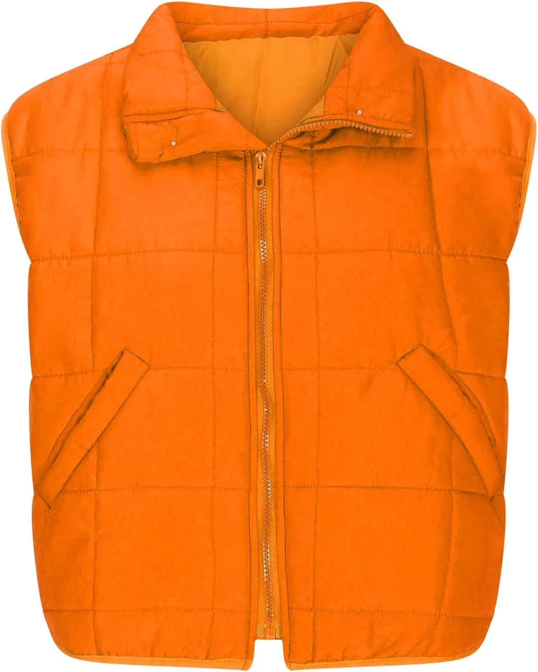 XUNRYAN Womens Puffer Vest Winter Warm Coats Quilted Lightweight Jacket Sleeveless Full Zip Cotton Outerwear Padded Gilet