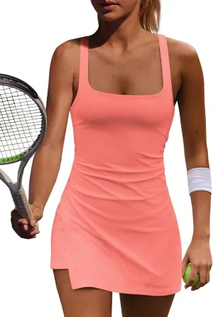 Yanekop Womens Tennis Dress with Built in Shorts Golf Dress Athletic Outfits Active Dresses Workout Dress Yoga