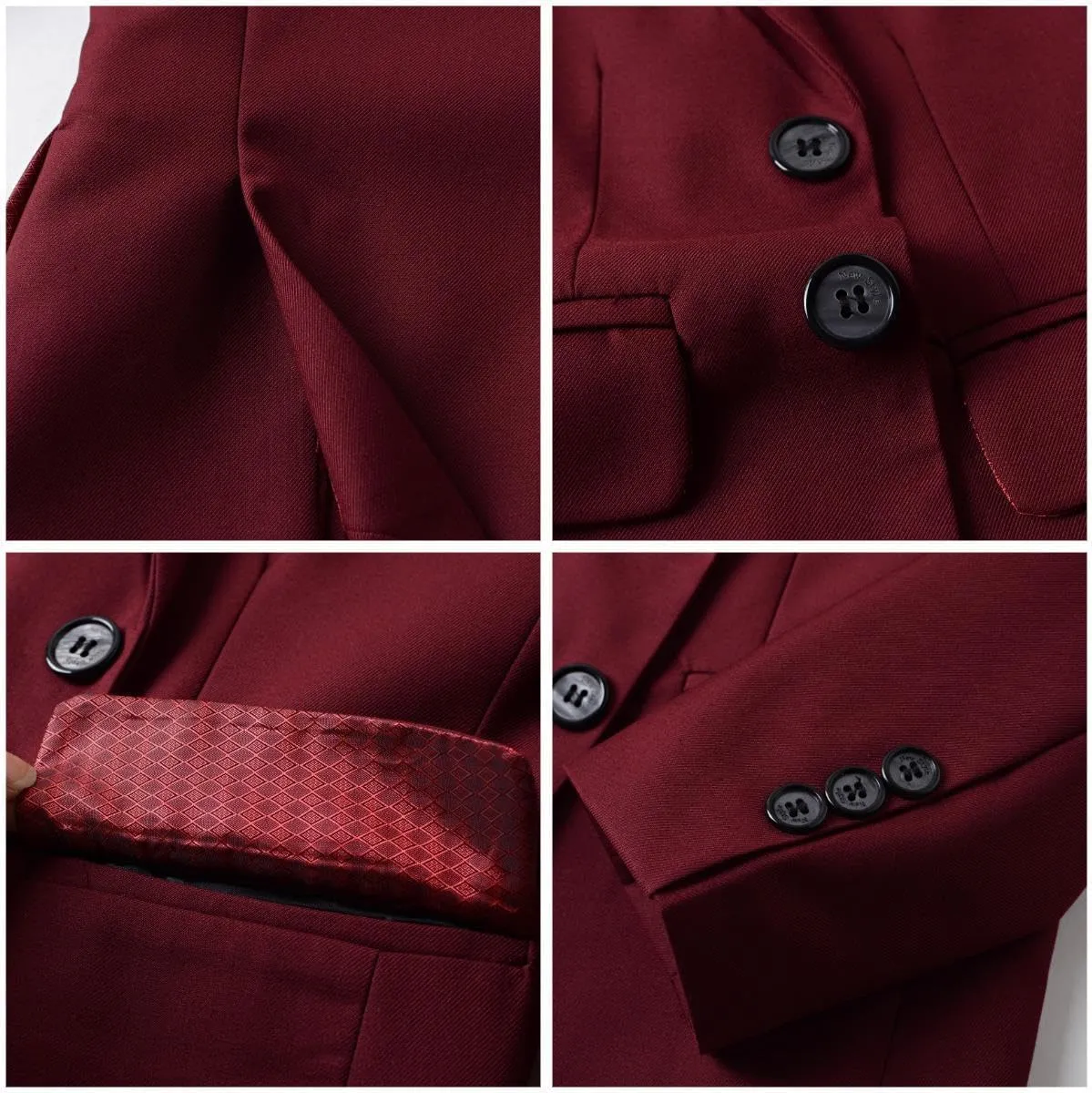 Yanlu Boys Suits Blazer Burgundy Slim Fit Boy Suit Coat
