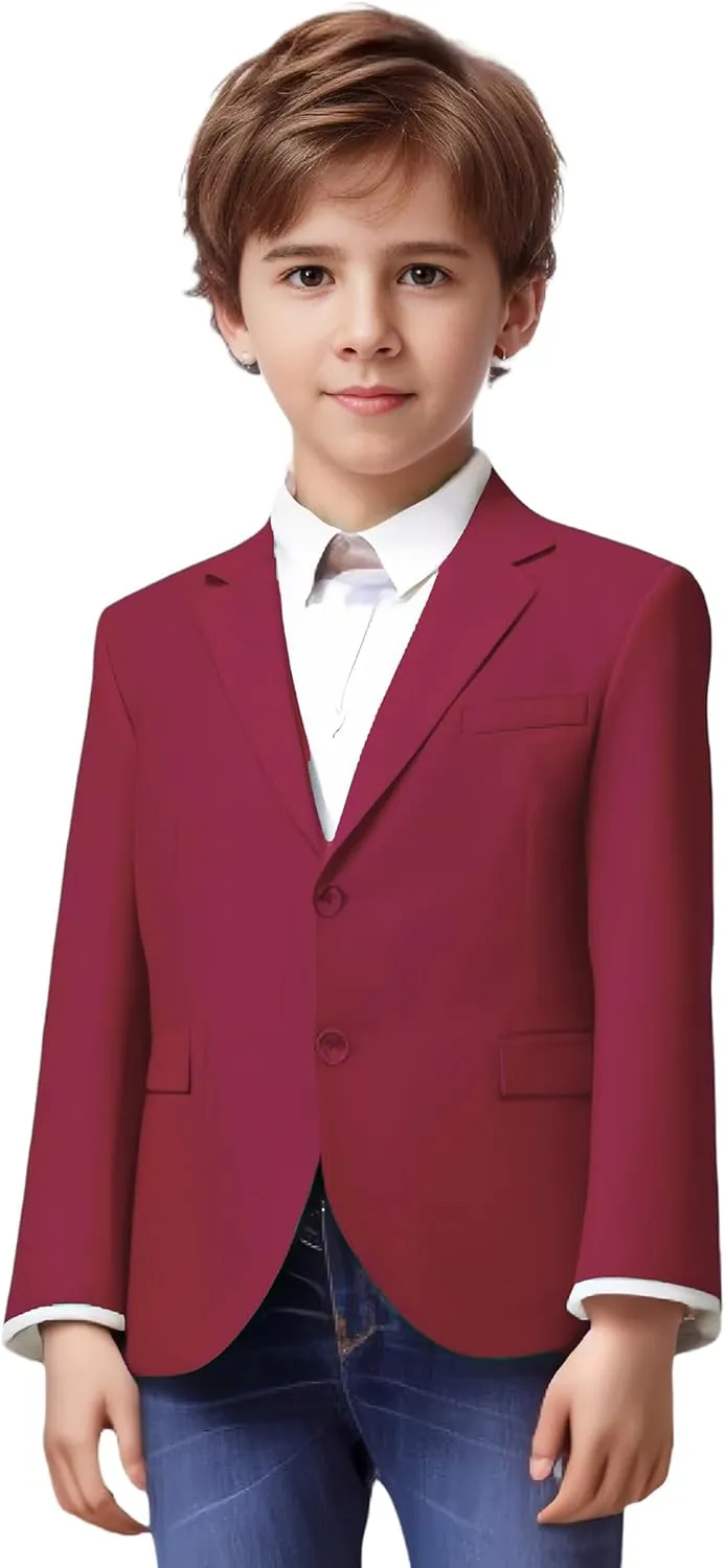 Yanlu Boys Suits Blazer Burgundy Slim Fit Boy Suit Coat