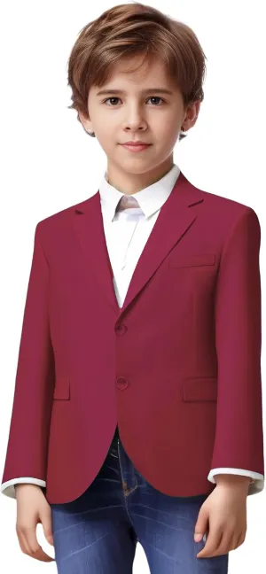 Yanlu Boys Suits Blazer Burgundy Slim Fit Boy Suit Coat