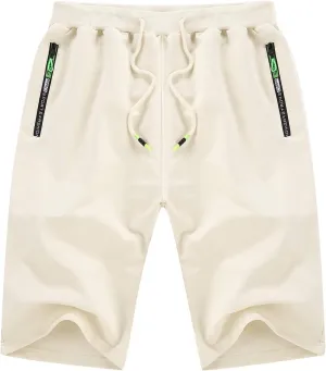 YTD Men's Shorts Casual Classic Fit Drawstring Summer Beach Shorts with Elastic Waist and Pockets