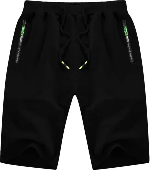YTD Men's Shorts Casual Classic Fit Drawstring Summer Beach Shorts with Elastic Waist and Pockets