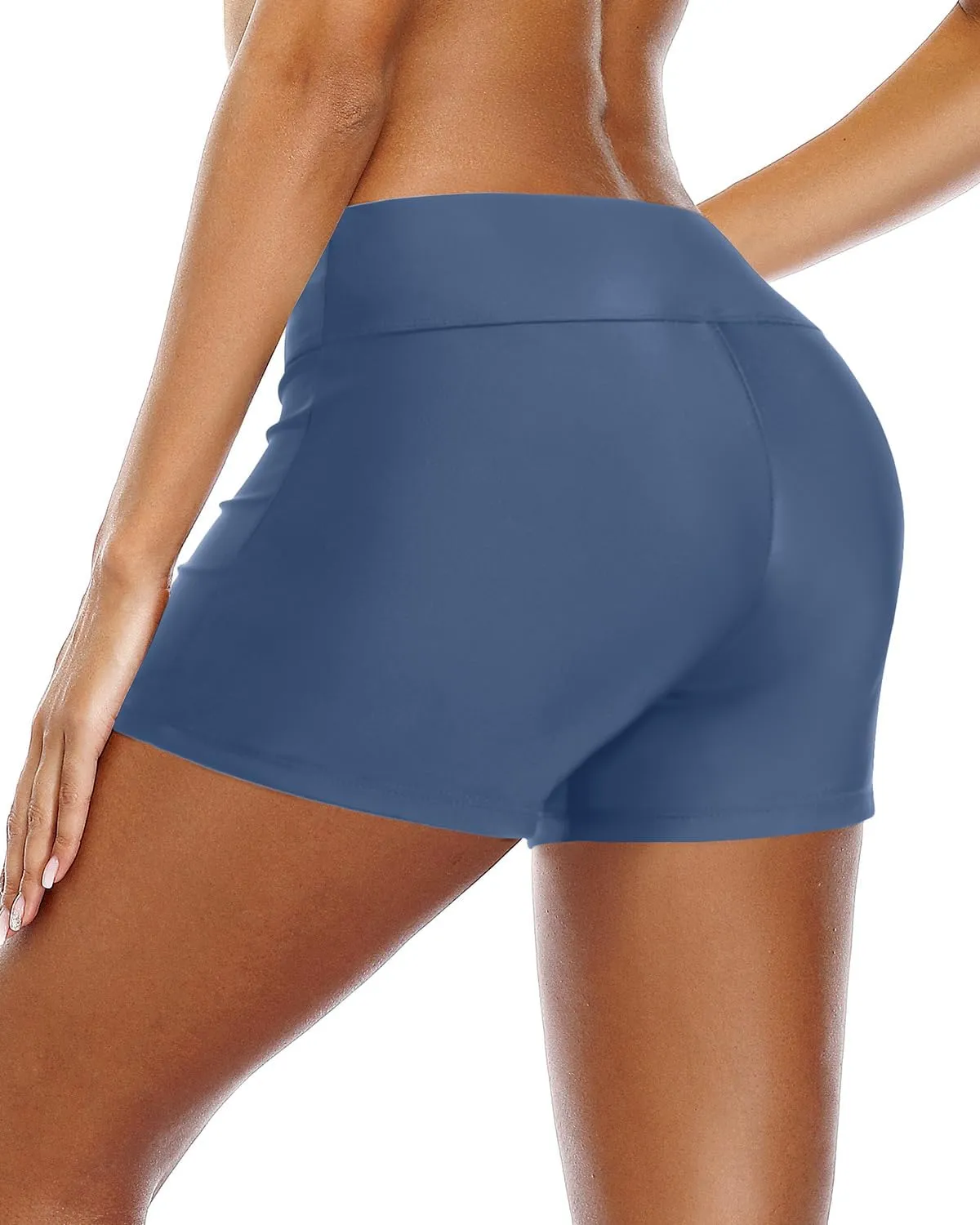 Zmart Women's 3" High Waisted Swim Shorts Full Coverage Swimsuit Bottoms Bathing Suit Boy Shorts